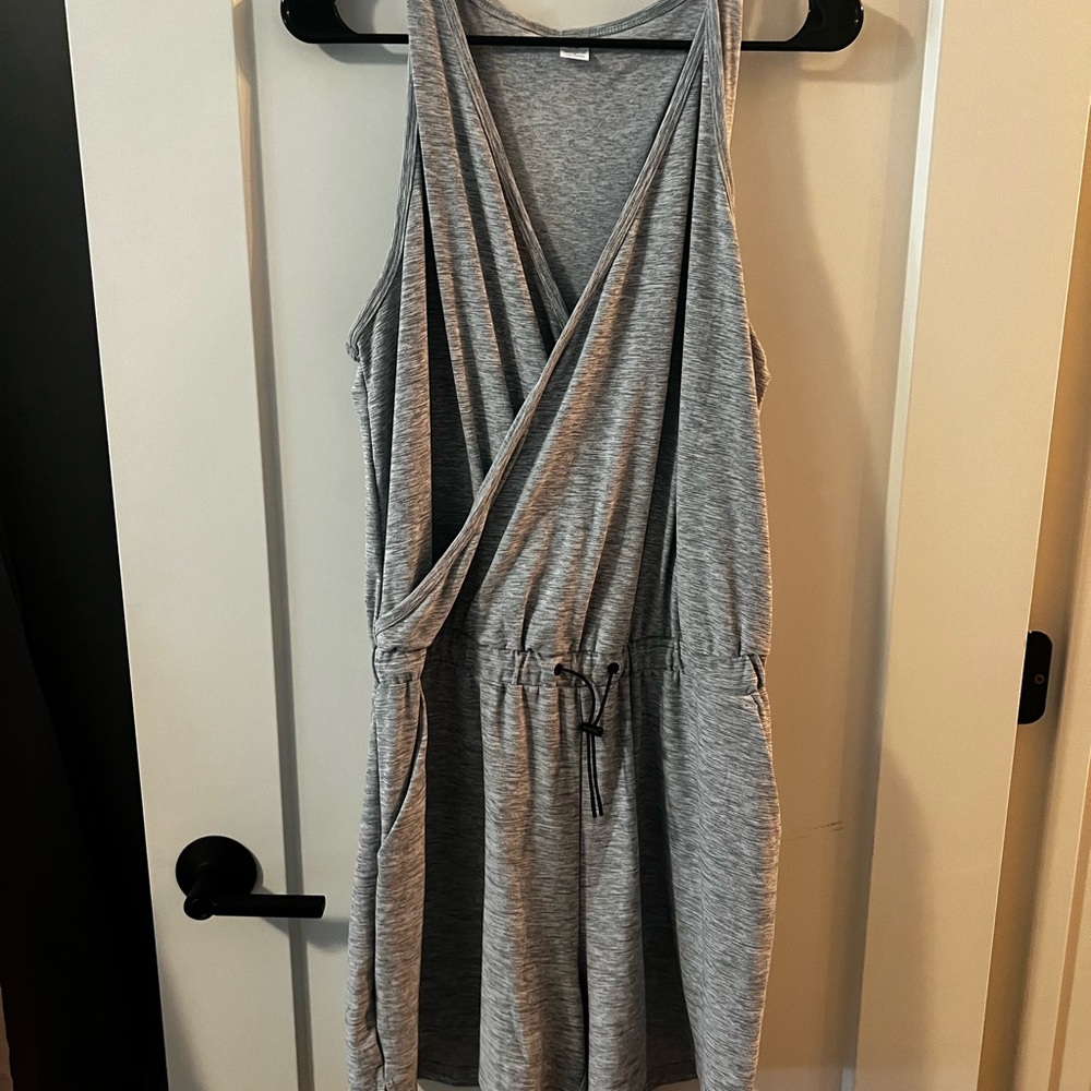 Gray Sleeveless Romper with Pockets